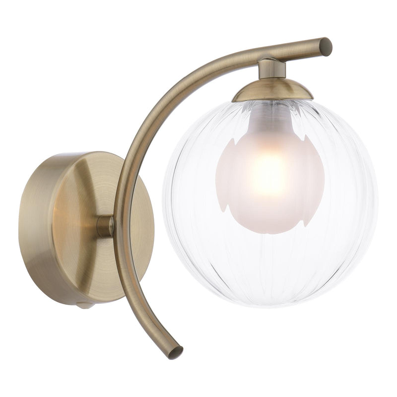 Dar Lighting Nakita Wall Light Antique Brass With Clear/Opal Glass • NAK0775-20