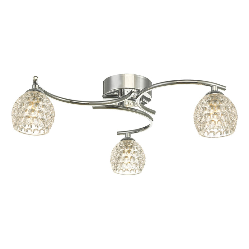 Dar Lighting Nakita 3 Light Semi Flush Polished Chrome With Dimpled Open Glass • NAK5350-06