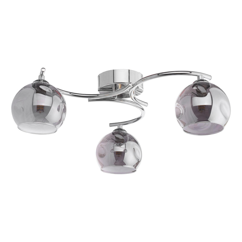 Dar Lighting Nakita 3 Light Semi Flush Polished Chrome With Organic Smoked Glass • NAK5350-15