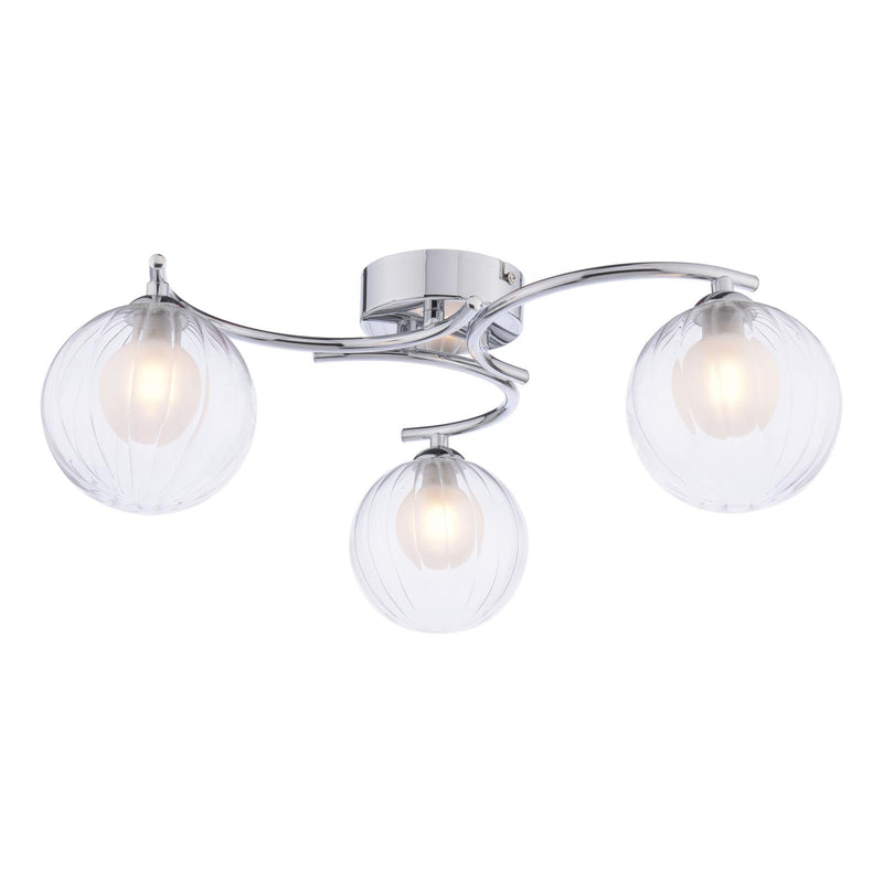 Dar Lighting Nakita 3 Light Semi Flush Polished Chrome With Clear/Opal Glass • NAK5350-20