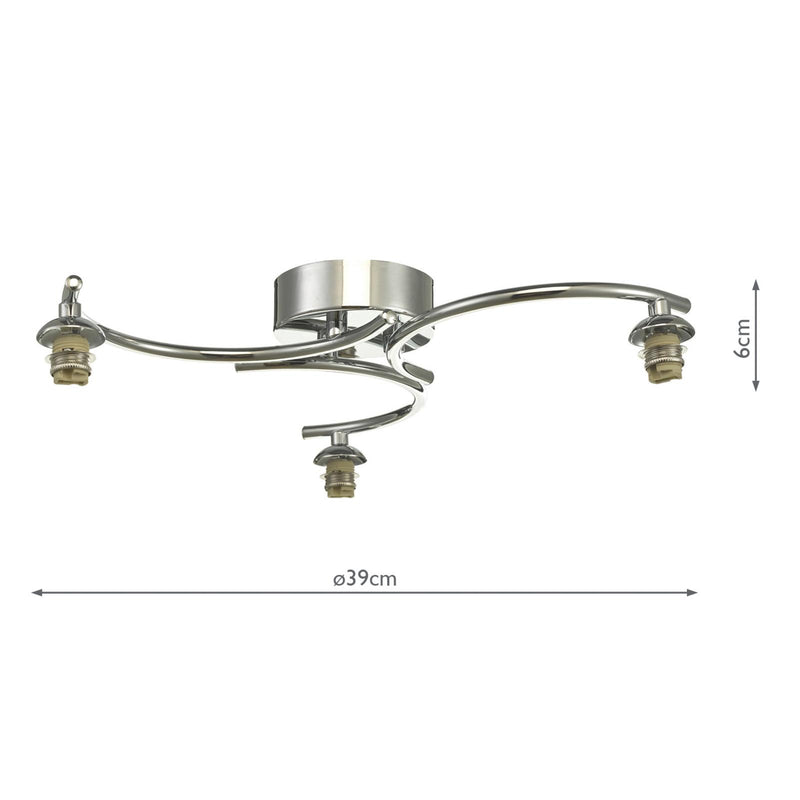 Dar Lighting Nakita 3 Light Semi Flush Polished Chrome Frame Only • NAK5350-F