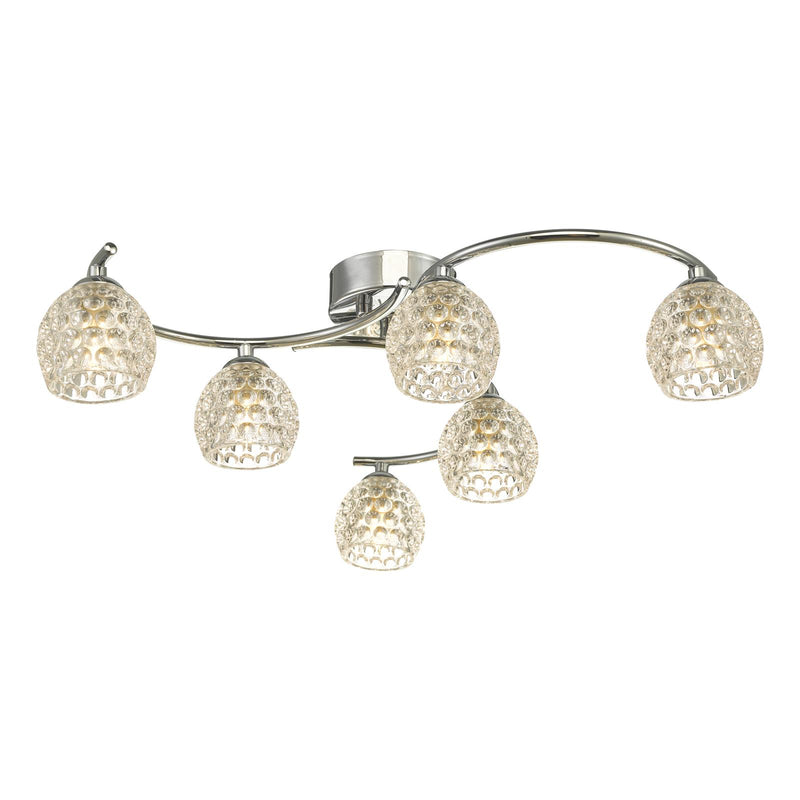 Dar Lighting Nakita 6lt Semi Flush Polished Chrome With Dimpled Open Glass • NAK6450-06