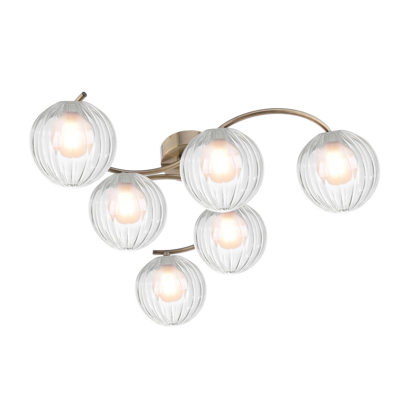 Dar Lighting Nakita 6 Light Semi Flush Antique Brass With Clear/Opal Glass • NAK6475-20