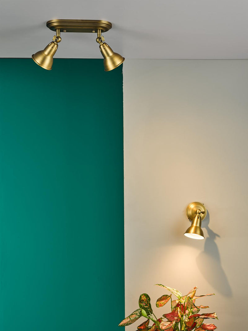Dar Lighting Nathaniel Single Wall Spotlight Aged Brass • NAT0742