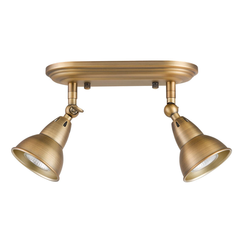 Dar Lighting Nathaniel 2 Light Plate Spotlight Aged Brass • NAT7542