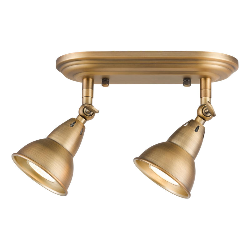 Dar Lighting Nathaniel 2 Light Plate Spotlight Aged Brass • NAT7542
