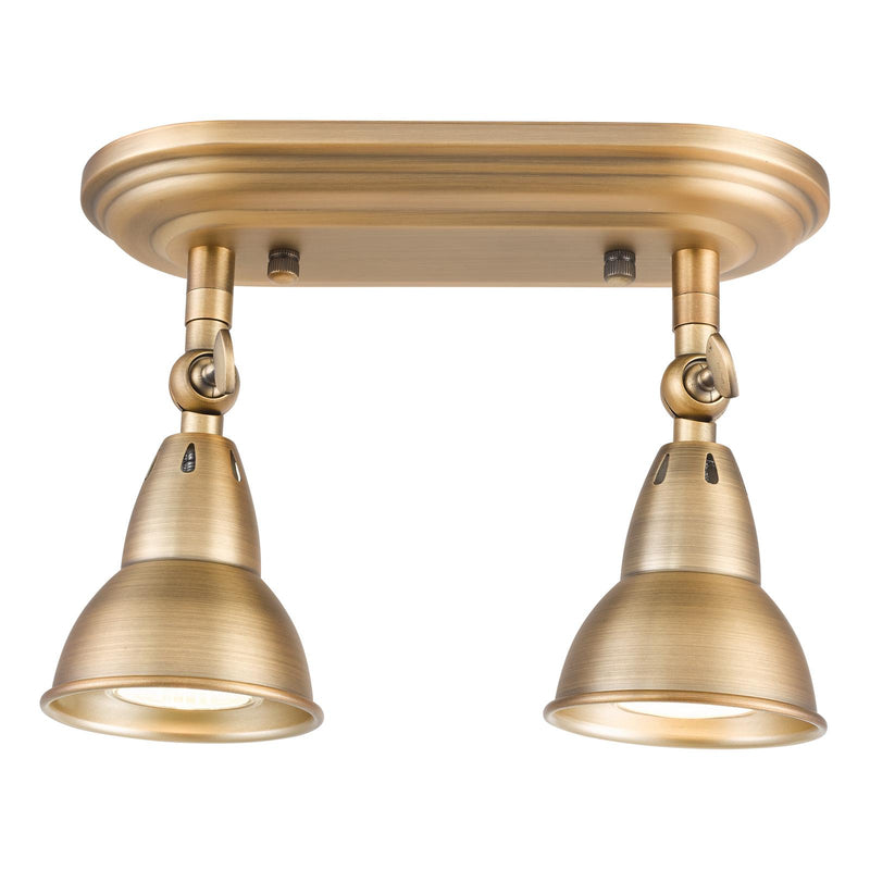 Dar Lighting Nathaniel 2 Light Plate Spotlight Aged Brass • NAT7542