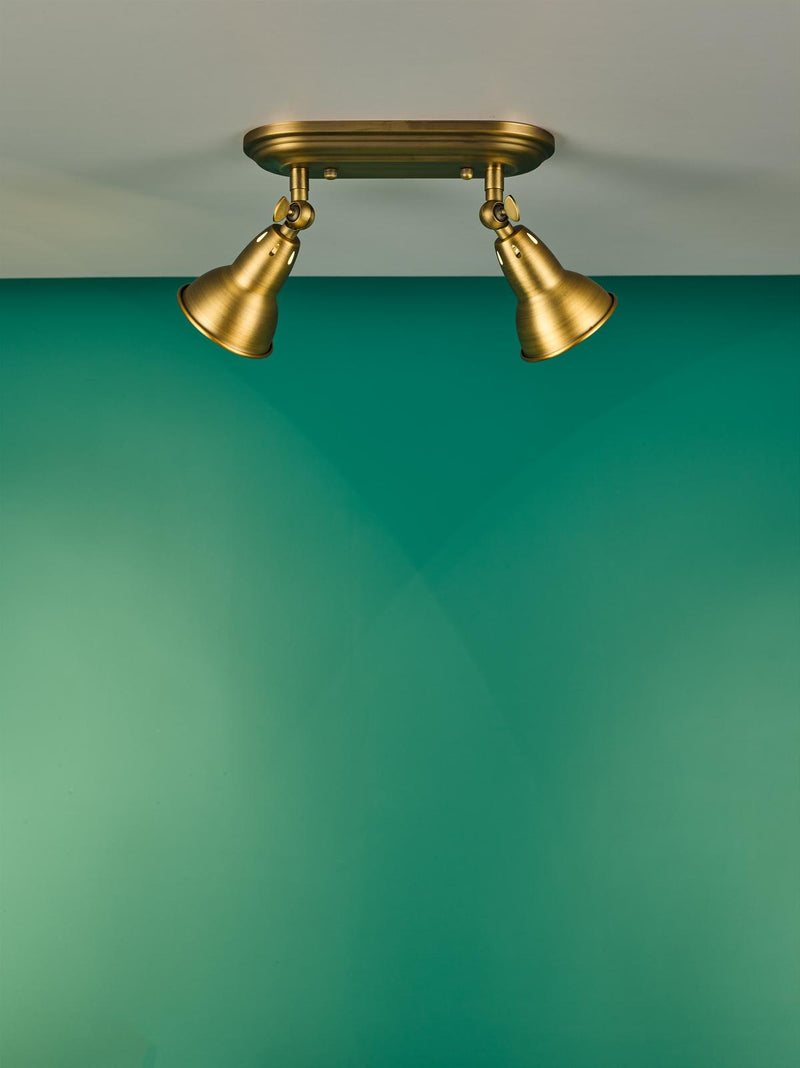 Dar Lighting Nathaniel 2 Light Plate Spotlight Aged Brass • NAT7542