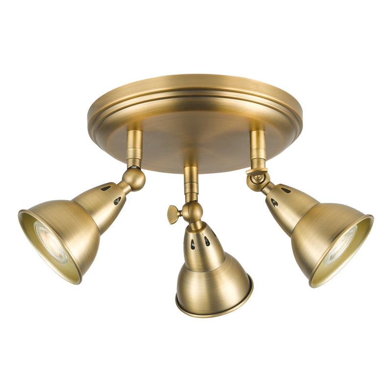 Dar Lighting Nathaniel 3 Light Plate Spotlight Aged Brass • NAT7642