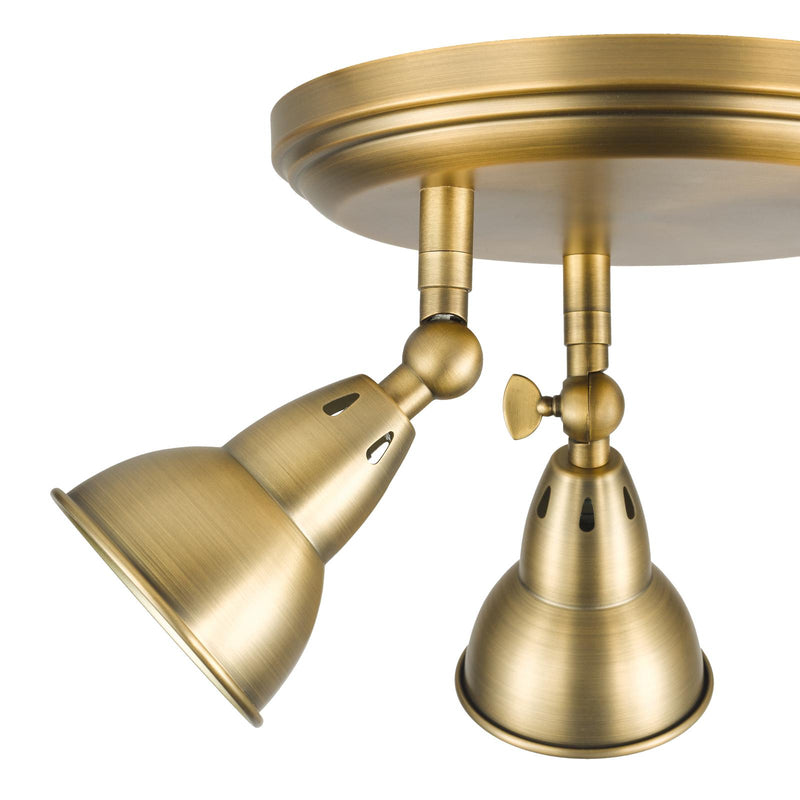 Dar Lighting Nathaniel 3 Light Plate Spotlight Aged Brass • NAT7642
