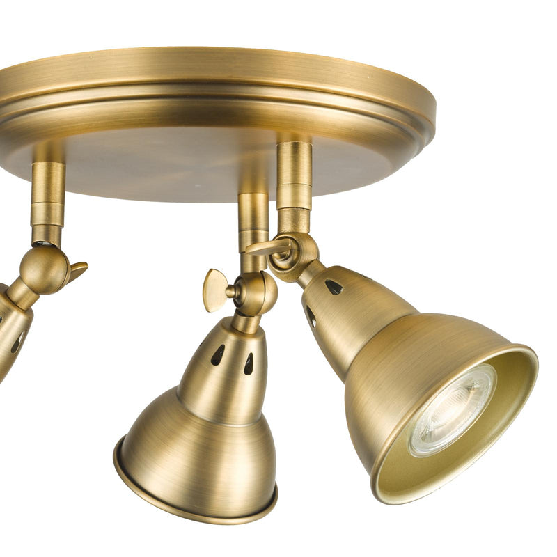 Dar Lighting Nathaniel 3 Light Plate Spotlight Aged Brass • NAT7642