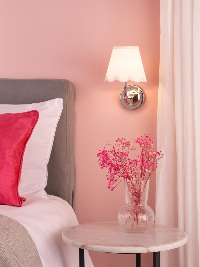Dar Lighting Navarro Rechargeable Wall Light Polished Nickel With Shade LED • NAV0738-NER262