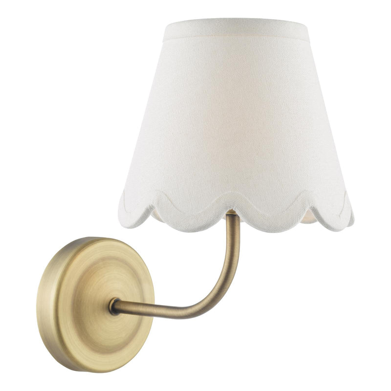 Dar Lighting Navarro Rechargeable Wall Light Matt Antique Brass With Shade LED • NAV0775-NER262