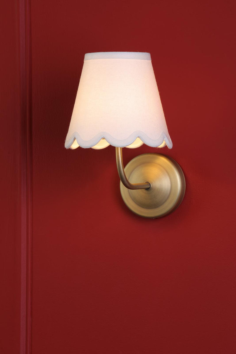 Dar Lighting Navarro Rechargeable Wall Light Matt Antique Brass With Shade LED • NAV0775-NER262