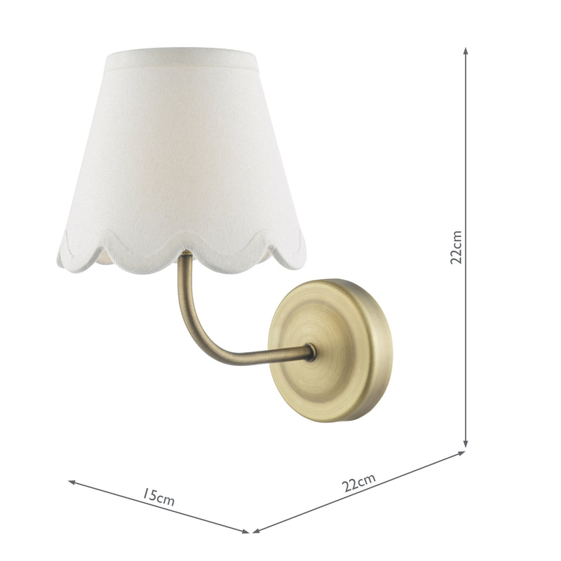 Dar Lighting Navarro Rechargeable Wall Light Matt Antique Brass With Shade LED • NAV0775-NER262