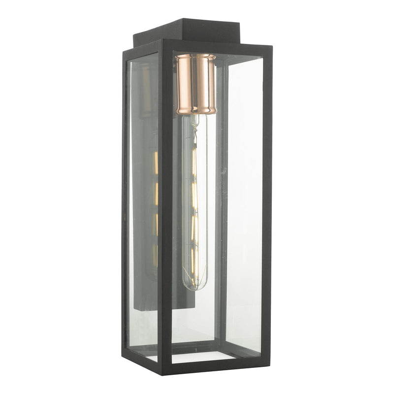 Dar Lighting Naxos Outdoor Wall Light Black Glass IP43 • NAX1522