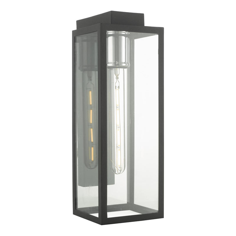 Dar Lighting Naxos Outdoor Wall Light Black Glass IP43 • NAX1522