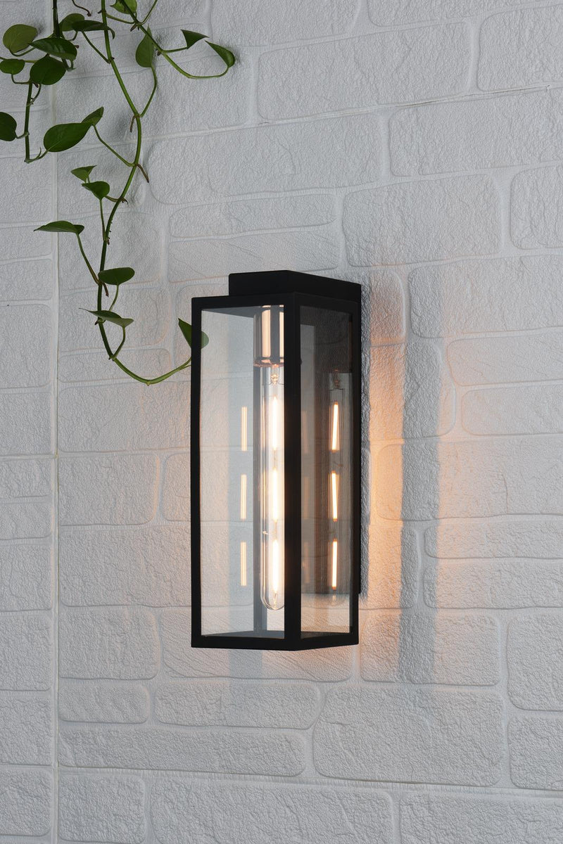 Dar Lighting Naxos Outdoor Wall Light Black Glass IP43 • NAX1522