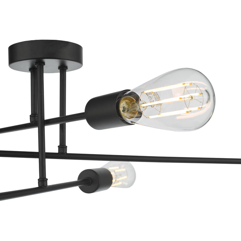 Dar Lighting Neve 6 Light Flush Matt Black • NEV6422