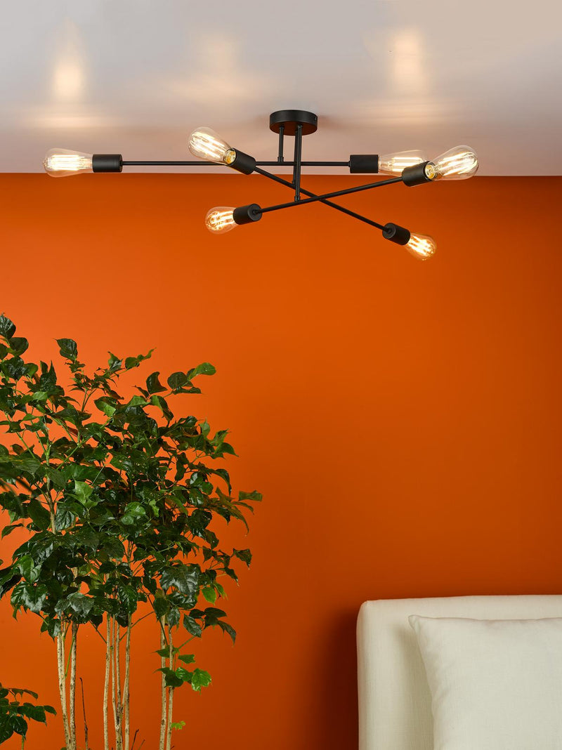 Dar Lighting Neve 6 Light Flush Matt Black • NEV6422