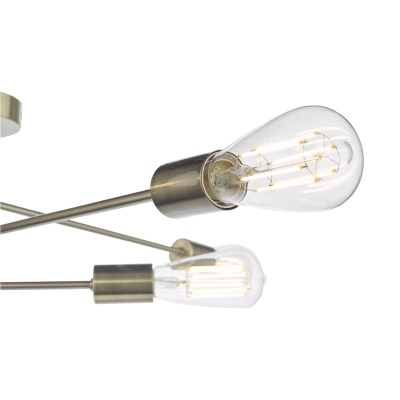 Dar Lighting Neve 6 Light Flush Antique Brass • NEV6475