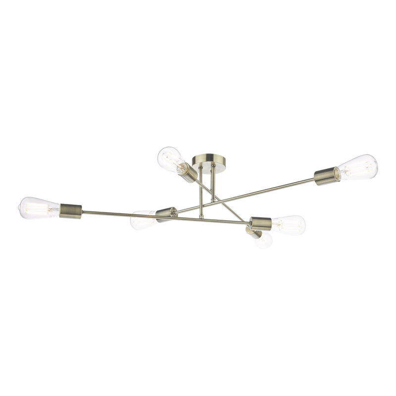 Dar Lighting Neve 6 Light Flush Antique Brass • NEV6475