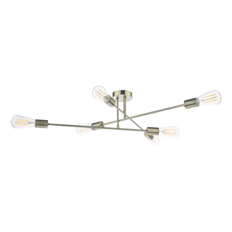 Dar Lighting Neve 6 Light Flush Antique Brass • NEV6475
