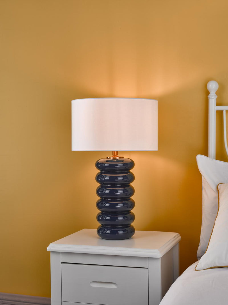 Dar Lighting Niamh Table Lamp Blue Glass Base Only • NIA4223