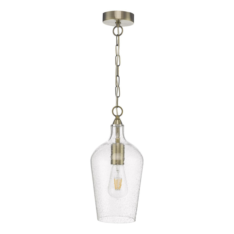 Dar Lighting Nida Pendant Antique Brass Glass • NID0175