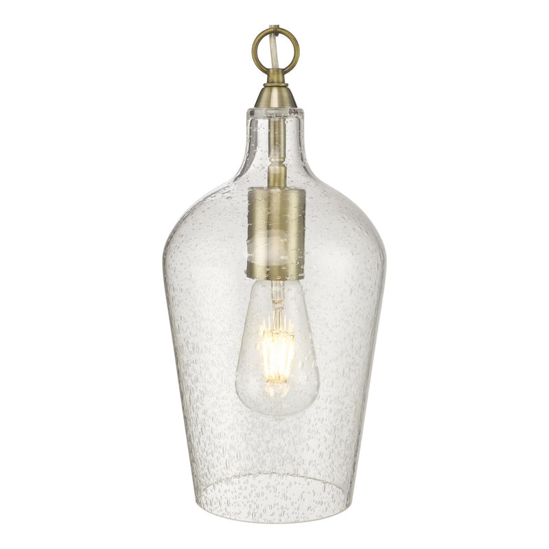 Dar Lighting Nida Pendant Antique Brass Glass • NID0175