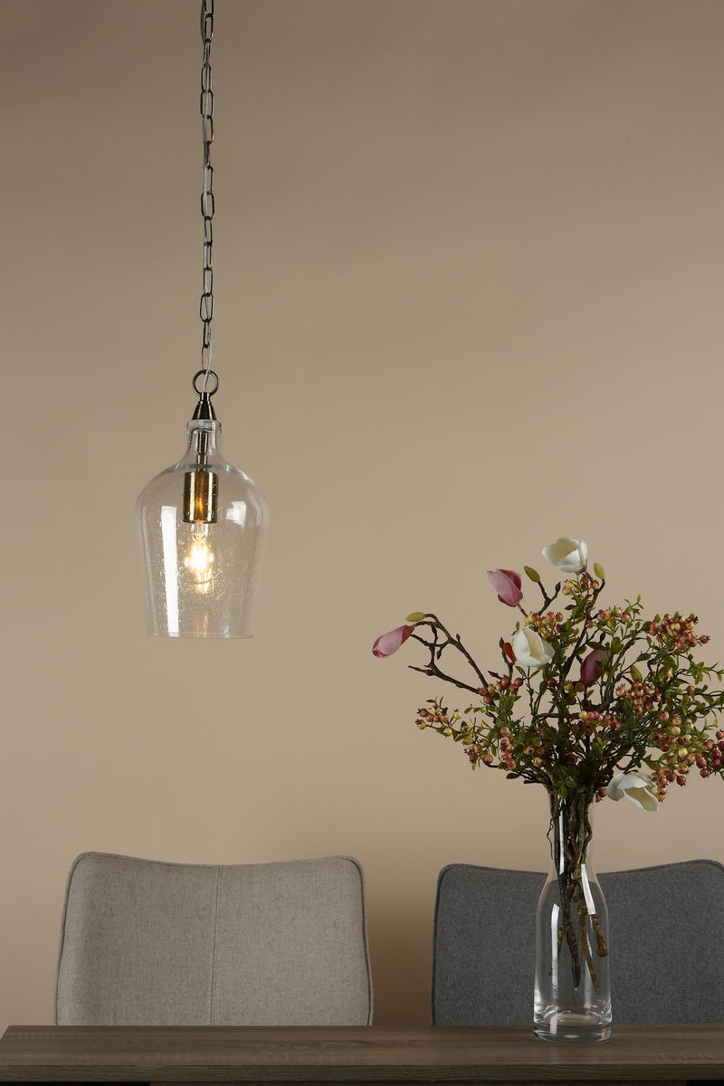 Dar Lighting Nida Pendant Antique Brass Glass • NID0175