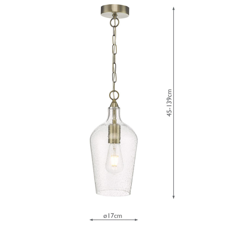 Dar Lighting Nida Pendant Antique Brass Glass • NID0175