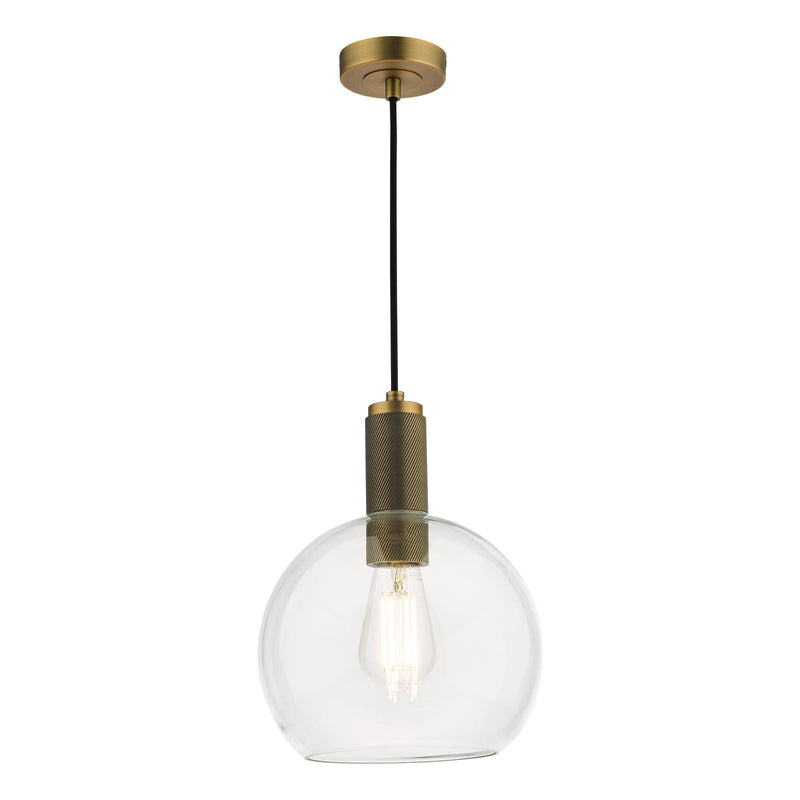 Dar Lighting Nikolas Pendant Natural Solid Brass Round Clear Glass  • NIK0140-E03