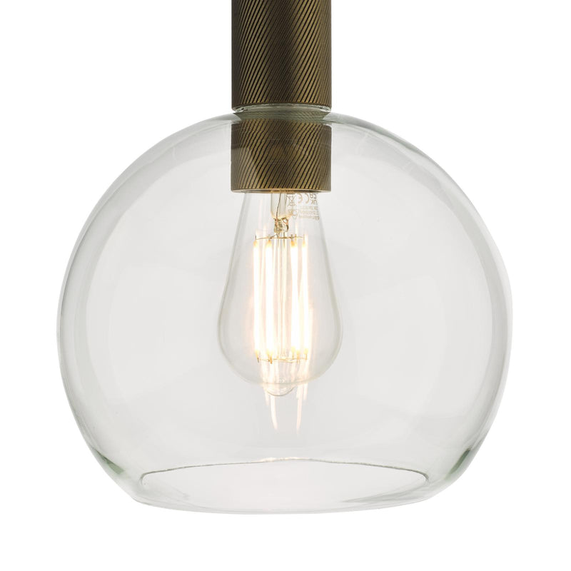 Dar Lighting Nikolas Pendant Natural Solid Brass Round Clear Glass  • NIK0140-E03