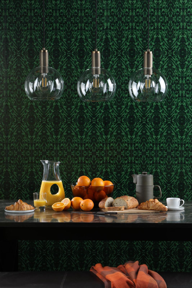 Dar Lighting Nikolas Pendant Natural Solid Brass Round Clear Glass  • NIK0140-E03