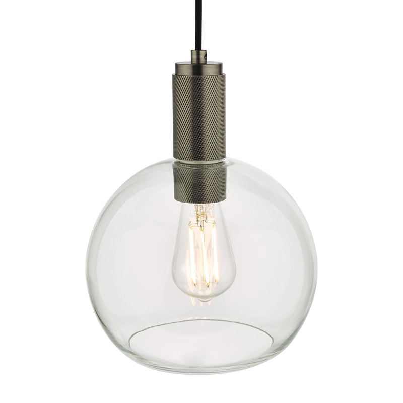 Dar Lighting Nikolas Pendant Antique Chrome Round Clear Glass  • NIK0167-E03