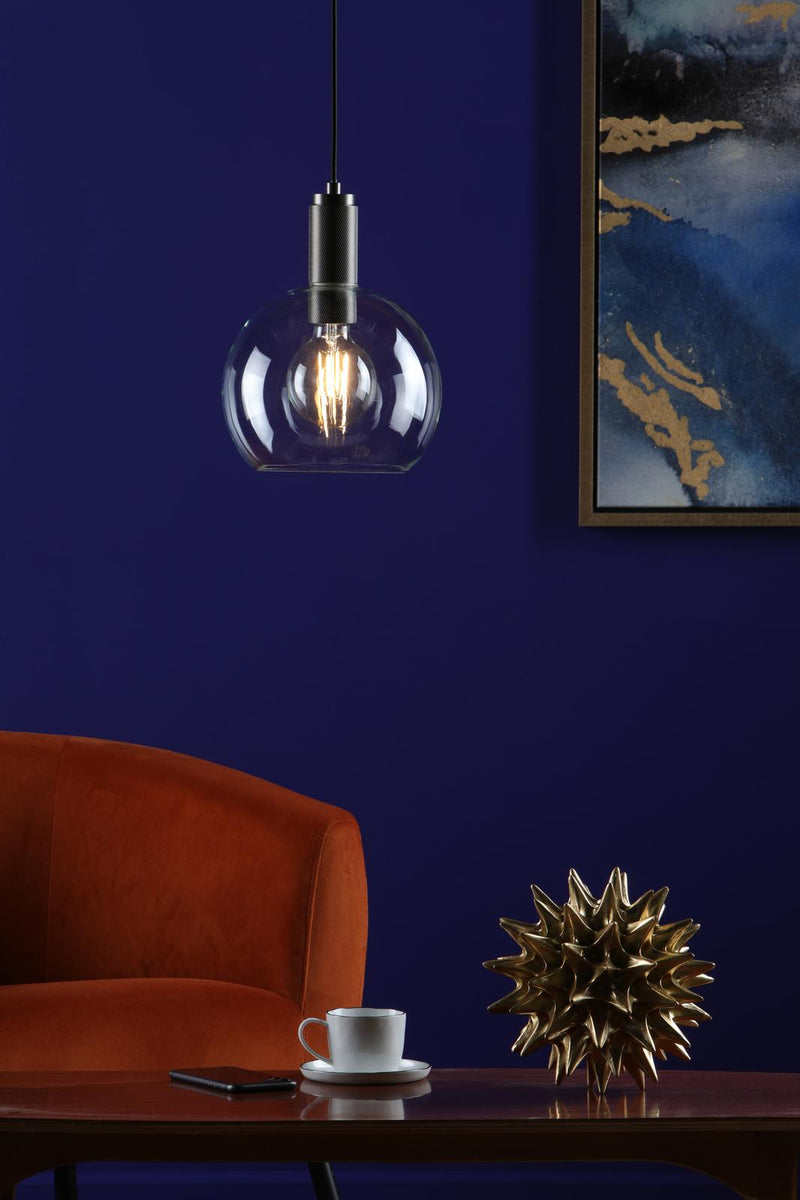 Dar Lighting Nikolas Pendant Antique Chrome Round Clear Glass  • NIK0167-E03