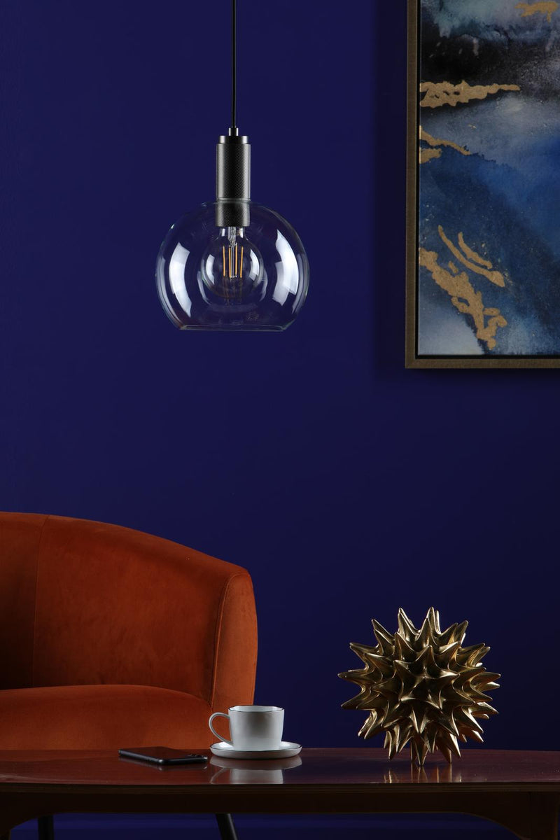 Dar Lighting Nikolas Pendant Antique Chrome Round Clear Glass  • NIK0167-E03