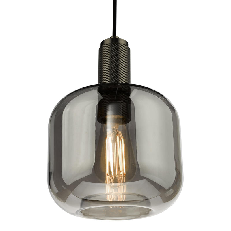 Dar Lighting Nikolas Pendant Antique Chrome Smoked Glass  • NIK0167-E05