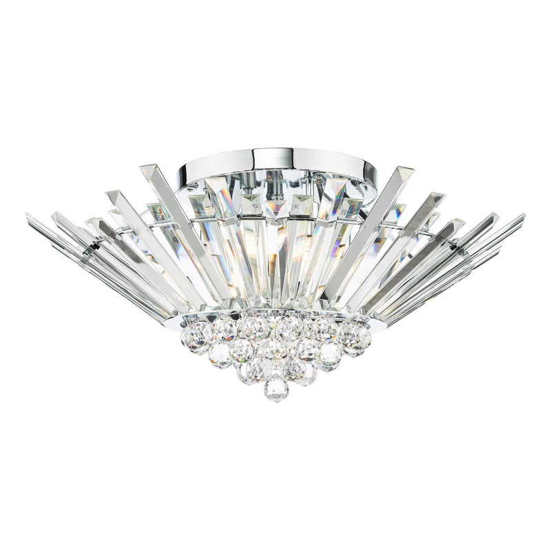 Dar Lighting Nimbus 5 Light Flush Polished Chrome Crystal • NIM5050
