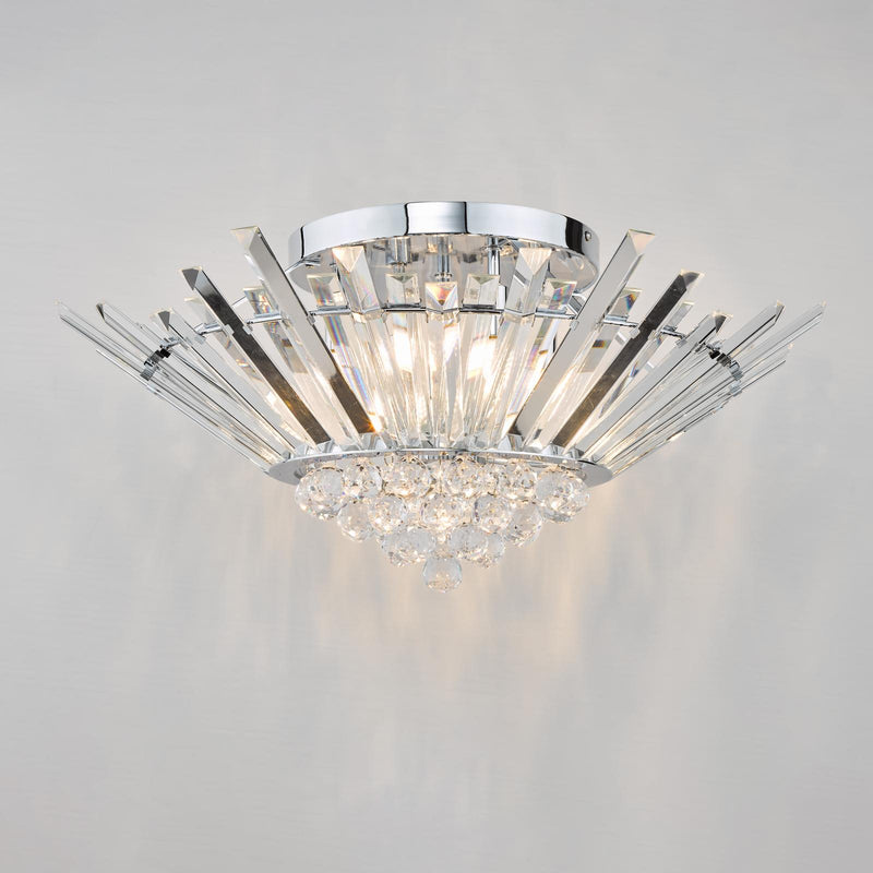 Dar Lighting Nimbus 5 Light Flush Polished Chrome Crystal • NIM5050