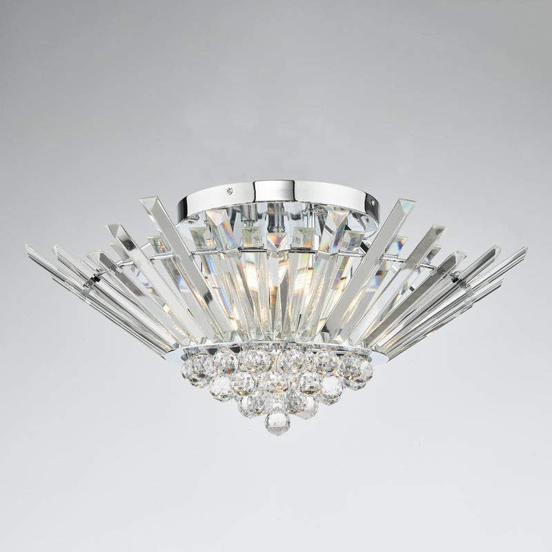 Dar Lighting Nimbus 5 Light Flush Polished Chrome Crystal • NIM5050