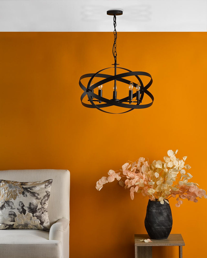 Dar Lighting Nitya 5 Light Pendant Matt Black • NIT0522