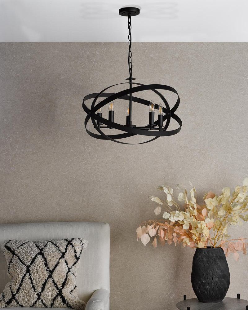 Dar Lighting Nitya 5 Light Pendant Matt Black • NIT0522