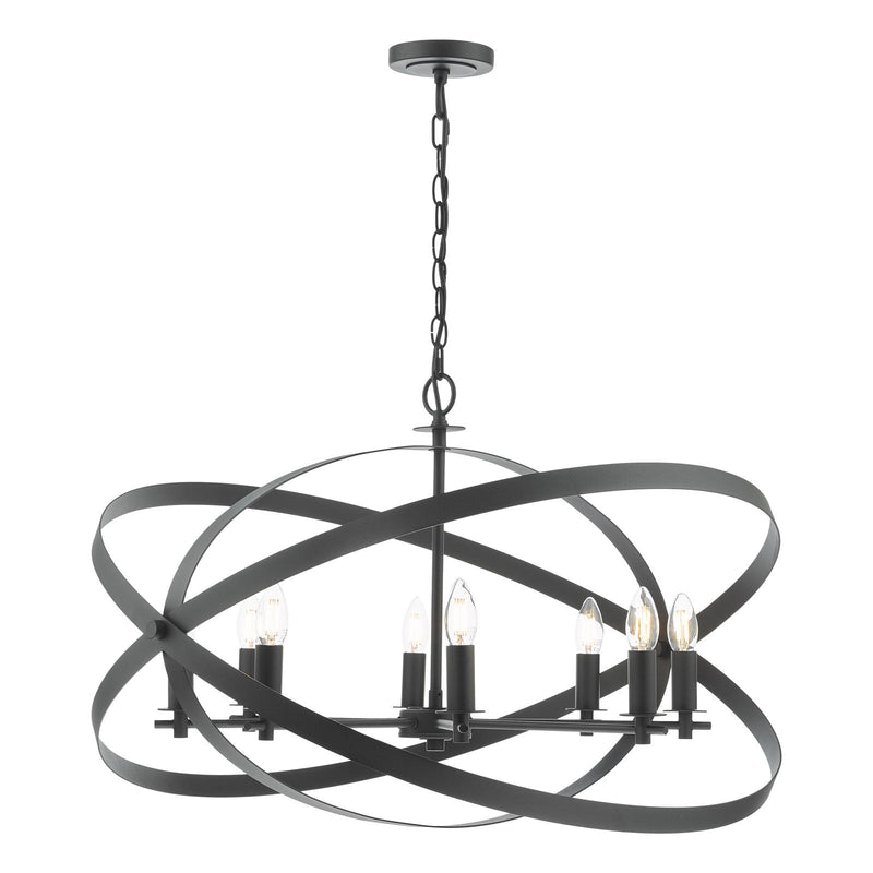 Dar Lighting Nitya 8 Light Pendant Matt Black • NIT0822