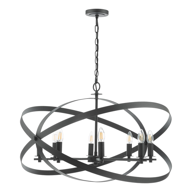 Dar Lighting Nitya 8 Light Pendant Matt Black • NIT0822