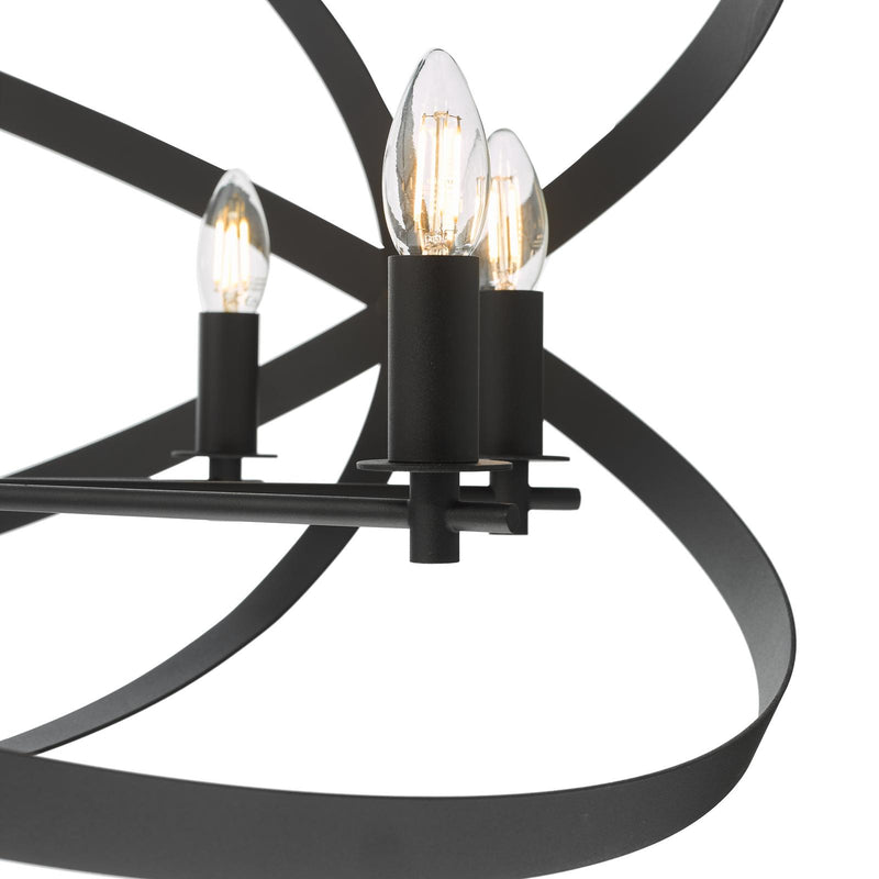 Dar Lighting Nitya 8 Light Pendant Matt Black • NIT0822