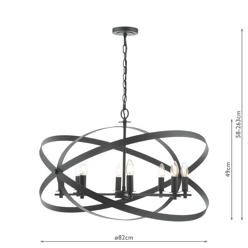 Dar Lighting Nitya 8 Light Pendant Matt Black • NIT0822