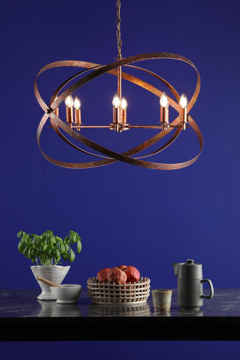 Dar Lighting Nitya 8 Light Pendant Mottled Copper  • NIT0864