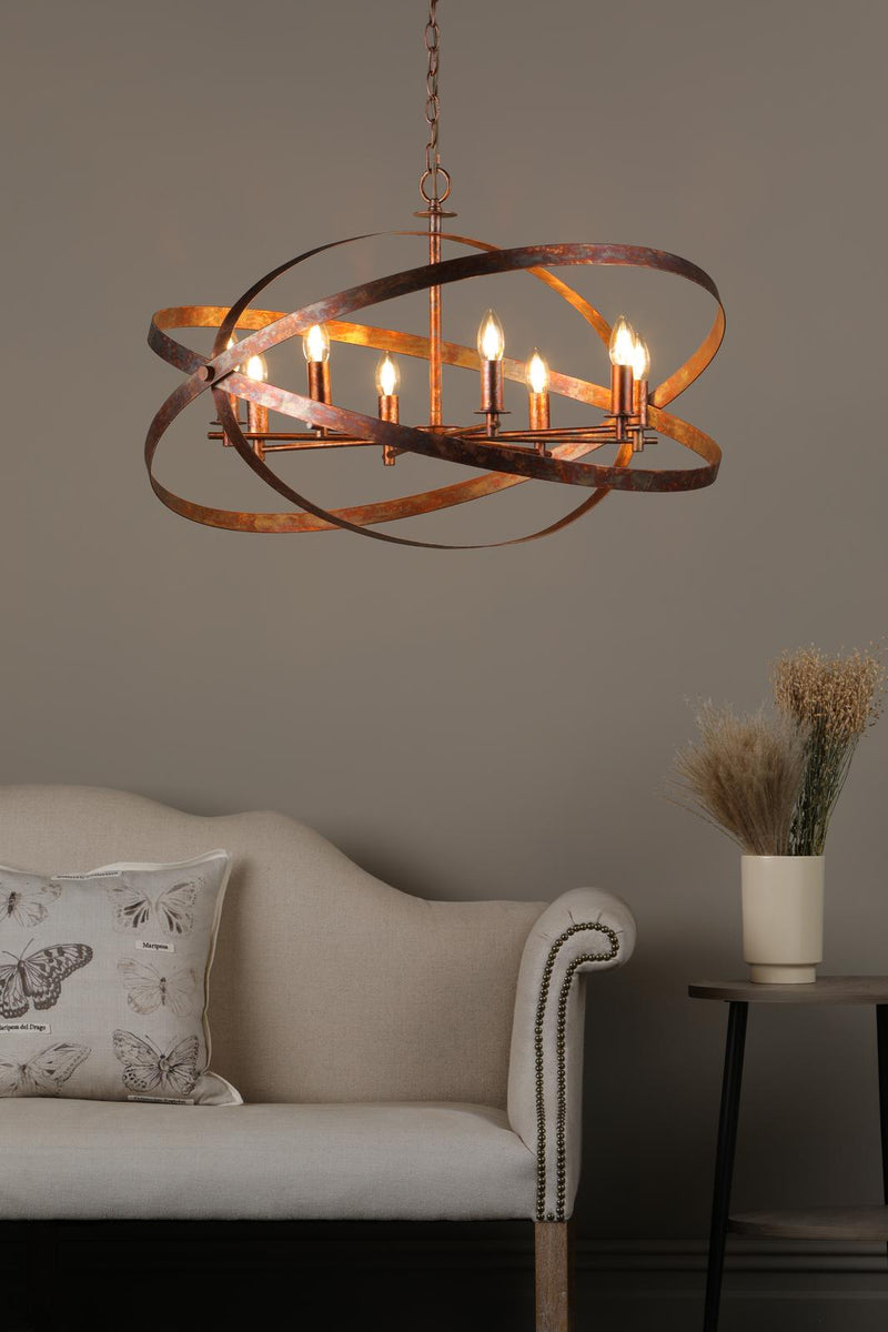 Dar Lighting Nitya 8 Light Pendant Mottled Copper  • NIT0864